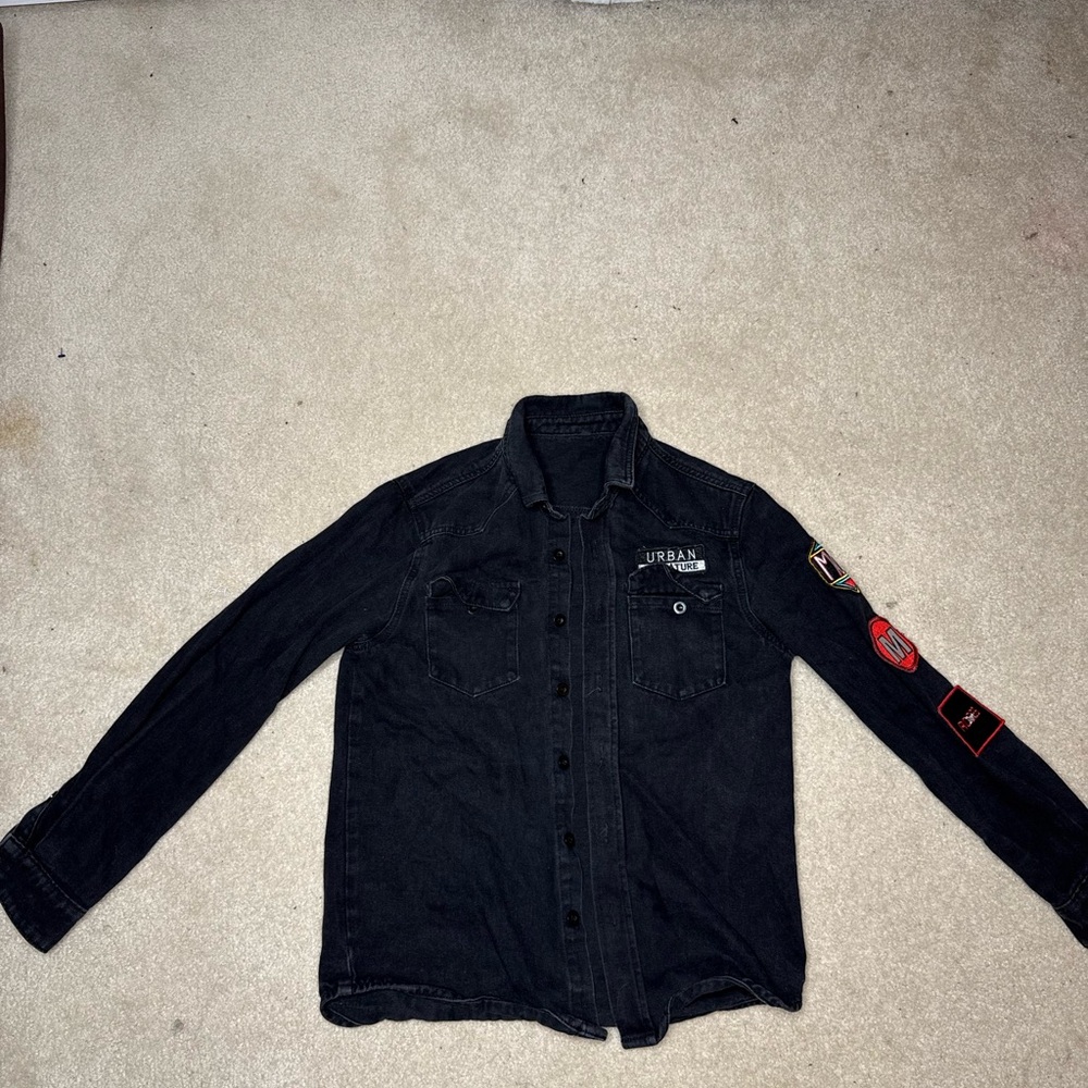 Urban Outfitters Black Shirt Jacket with Patches